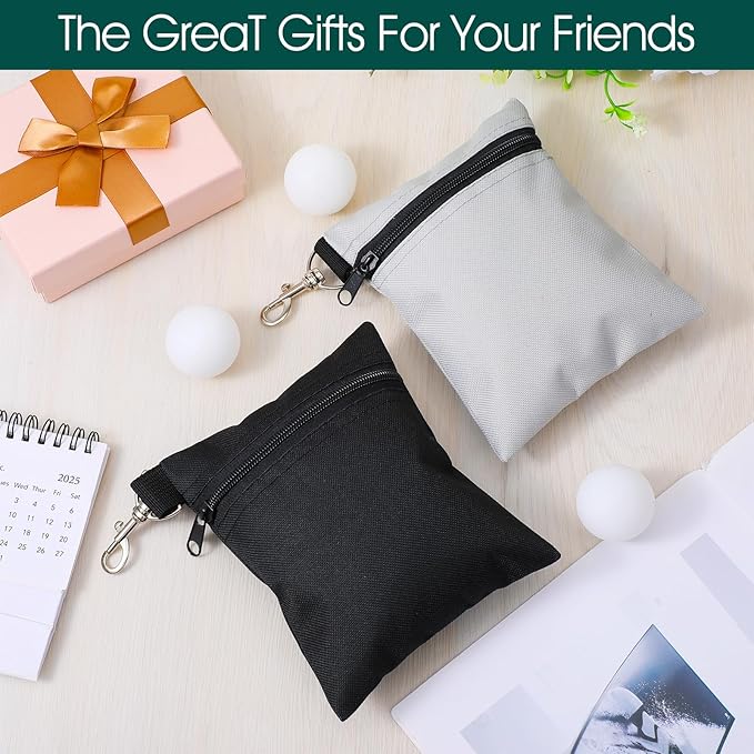 2 Pcs Golf Tee Pouch Golf Tee Bag Accessory Bag with Zipper & Clip for Men Women