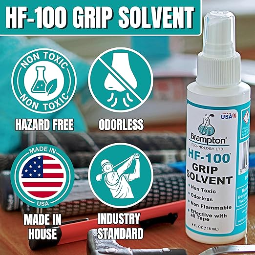 Brampton Complete Golf Grip Kit for Golf Club Regripping - 15 Premium 2"x10" Golf Grip Tape Strips, Rubber Vise Clamp, & 4 oz HF-100 Non-Irritating, Non-Flammable, Odorless Golf Club Grip Solvent