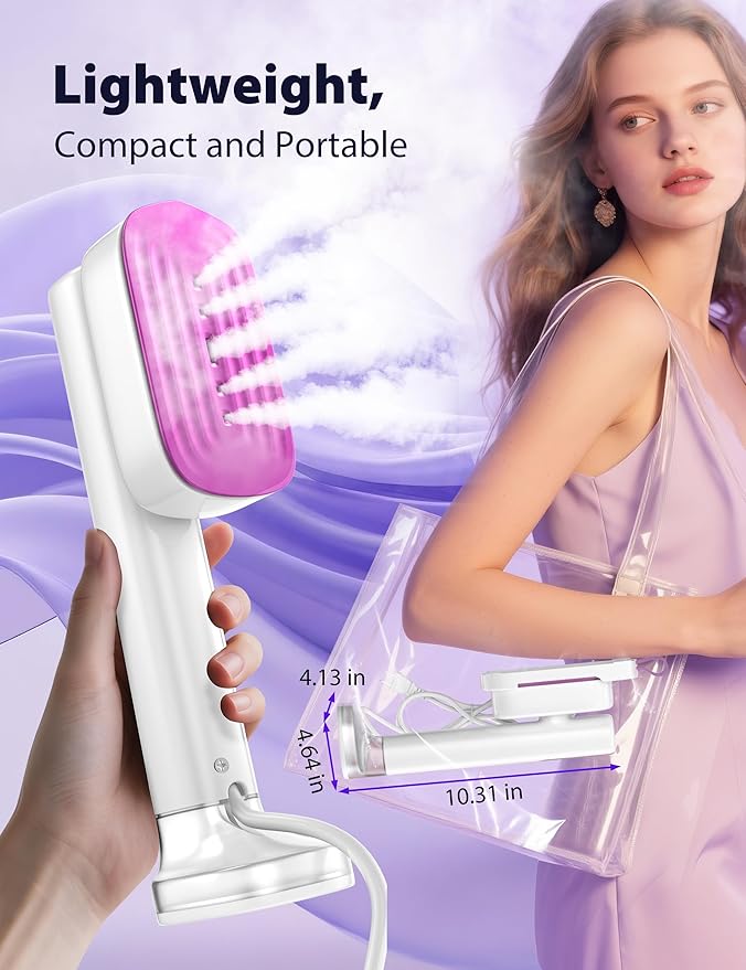 Travel Steamer for Clothes,15s Fast Heat-up Portable Iron,35mins Runtime & 180ml Large Tank,25g/min Steam,Ceramic Panel,Stands on Desk,Wrinkle Remover for Travel, Home, Office(White)