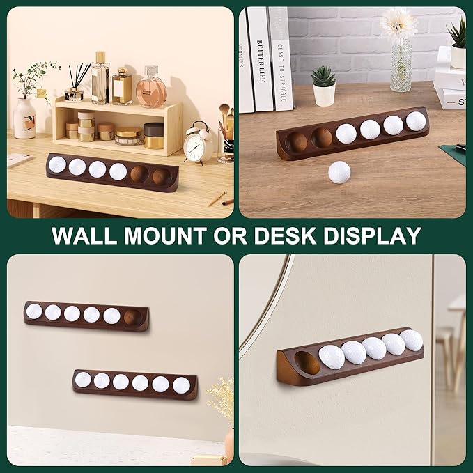 2-Pack Golf Ball Display Case Wall Mount - Display 12 Standard Golf Balls - Golf Office Tabletop Decor - Sport Memorabilia Display Case for Golf Ball Collector - Golf Accessories Gift for Men