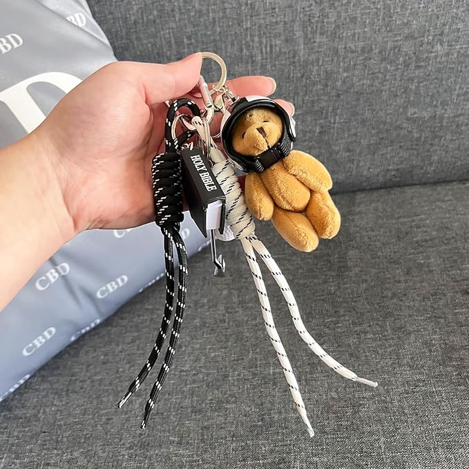 Unique Keychain Designer Rope Bag Charms for Handbag - Cute Teddy Bear Purse Charm - Leather Dachshund Accessory