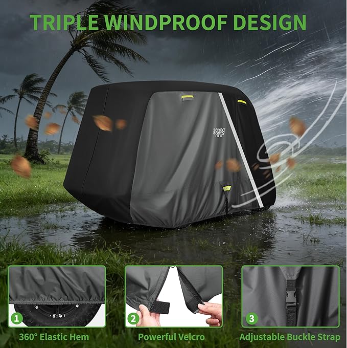 10L0L Heavy Duty 650D Golf Cart Cover for 2/4/6 Passengers EZGO, Club Car and Yamaha, All Weather Outdoor Protection Weatherproof