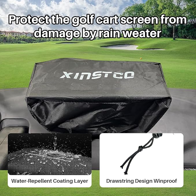 Golf Cart Waterproof Touchscreen Cover with Drawstring, Oxford Fabric Screen Cover Fits for Evolution & Denago Golf Cart,Evolution Golf Cart Accessories, Dustproof, Sun Protect, Black