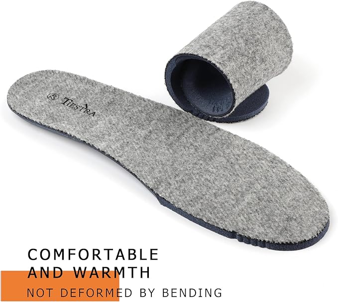 Thick Merino Wool Insoles for Men Fur Fleece Shoes Inserts Memory Foam Cushion Comfort Warm Sheepskin Insoles for Winter Snow Boots Slippers Grey 44EU,US11