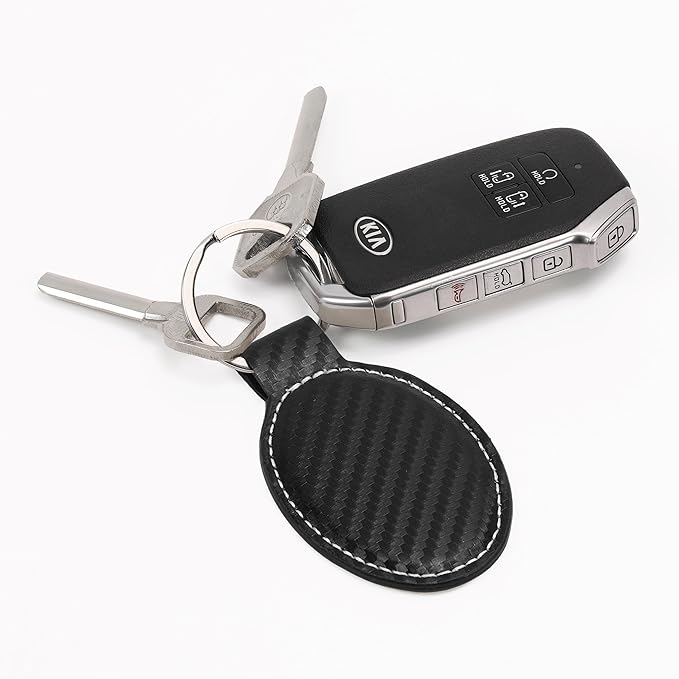 LaserGram Oval Keychain, Golf Ball, Personalized Engraving Included (Carbon Fiber Black with Silver)