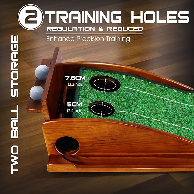 Golf Putting Mat, Putting Green Indoor with Ball Return - Golf Gifts for Men Christmas, Golf Training Aid for Home Office, Portable Putting Training Mat for Men