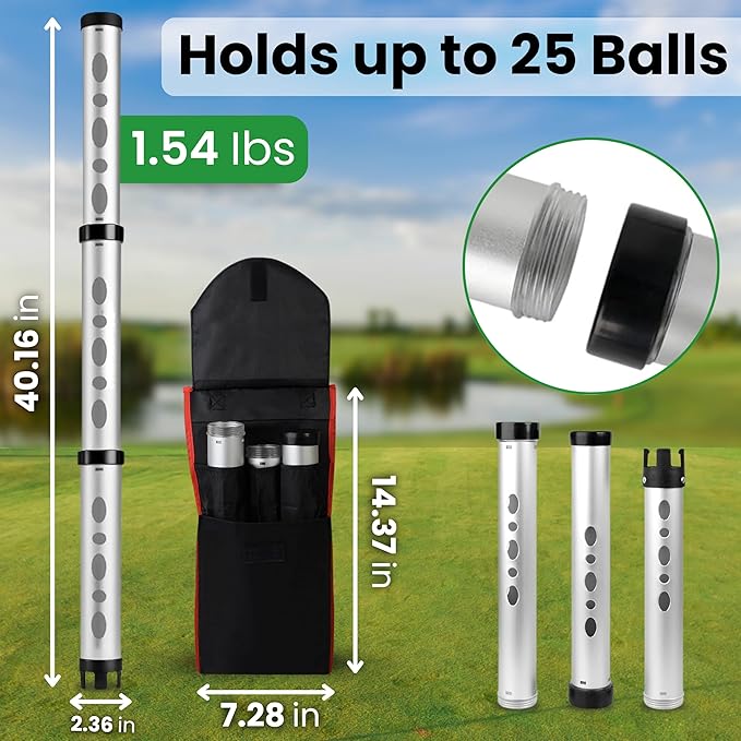 AUREXA–Golf Ball Retriever Telescopic Golf tees Golf Accessories Golf Gifts Golf Ball Cleaner Golf Ball Stamp Ball Bag Golf Ball Holder disc Golf Retriever Practice Golf Balls