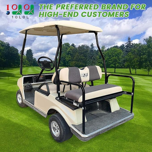 10L0L Golf Cart Front Rear Seat Cover Set for 4 Passenger EZGO TXT RXV Bench Seat Covers Kit Cool Breathable Washable Polyester Mesh Cloth Gray Black Beige Red (S+XS)