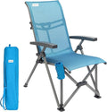 SUNNYFEEL 3-Position Recliner High-Back Camping Chair, Heavy Duty 500lbs Folding Chair with Hard Armrests & Cup Holder, Blue Ergonomic Chairs TPEE Breathable Mesh for Outdoor, Camp, Beach, Travel