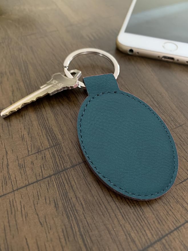 LaserGram Oval Keychain, Off Road Racer, Personalized Engraving Included (Slate Blue)