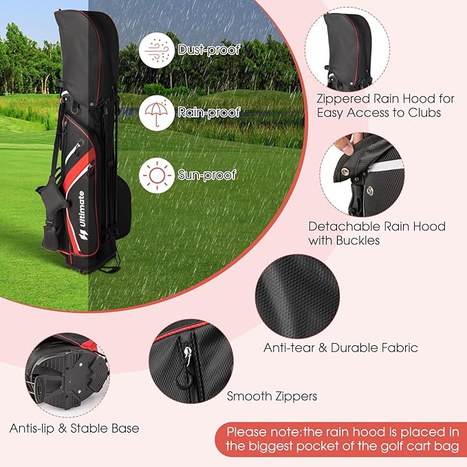 KOTEK Golf Stand Bag, 14 Way Top Divider Golf Club Bag with Cooler, 6 Zippered Pockets, Rain Hood & Adjustable Dual Shoulder Straps, Lightweight Golf Bag for Men Women