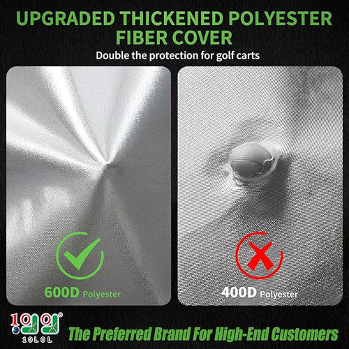 10L0L Heavy Duty 650D Golf Cart Cover for 2/4/6 Passengers EZGO, Club Car and Yamaha, All Weather Outdoor Protection Weatherproof