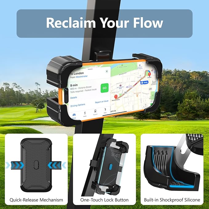 KingofKings Magnetic Golf Cart Phone Holder Mount, Valentine's Day Gifts for Golfers Him Men Dad Women Her, Essential Golf Cart Accessories–Compatible with iPhone, Galaxy, EZGO, Club Car, Yamaha,Icon
