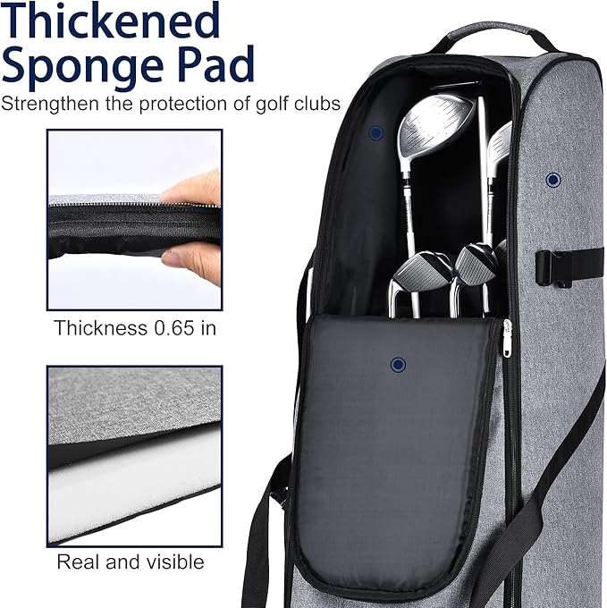 Partage Golf Travel Bag with Wheels,Golf Travel Case for Airlines -Black