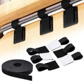 40+1 Hook and Loop Cable Ties, Sticky-Back Cord Organizer, Cable Clip, Self Adhesive Hook and Loop Cable Straps, Cable Management Under Desk, Adjustable Nylon Wire for Home, Office (Black)