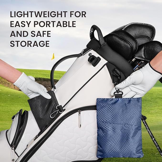 Golf Bag Accessories Valuables Pouch Bags Multi Pocket Zipper Hook with 10 Pcs Wood Golf Tees for Men Women