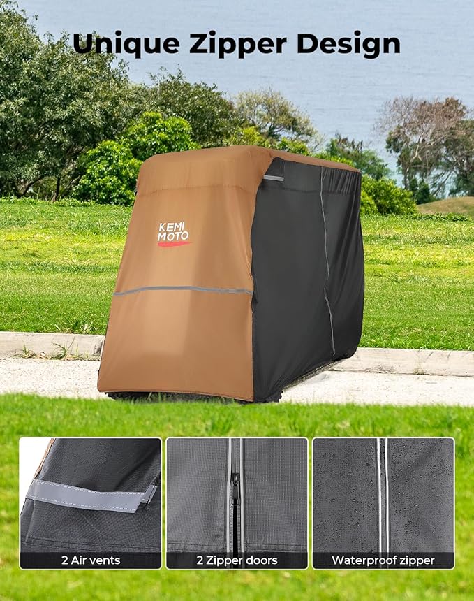 KEMIMOTO Golf Cart Cover, 2/2+2/4/4+2/6/6+2/8 Passenger Heavy Duty Golf Cart Rain Covers with Storage Bag Universal Compatible with EZGO Club Car