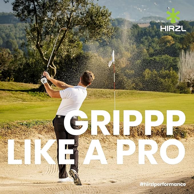 HIRZL GRIPPP FIT Golf Glove – All Weather Mens Golf Glove (White/Black) | Kangaroo Leather & Lycra | Ultimate Grip in Wet or Dry Conditions