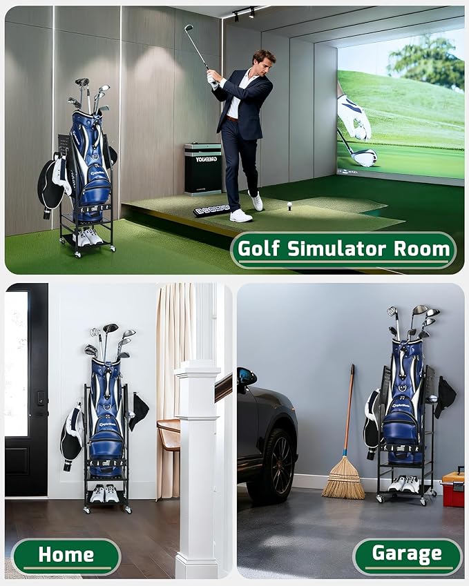 Mythinglogic Golf Bag Storage Organizer, Extra Large Golf Storage Stand for Golf Bag Accessories, Golf Storage Rack for Garage, Golf Club, Home