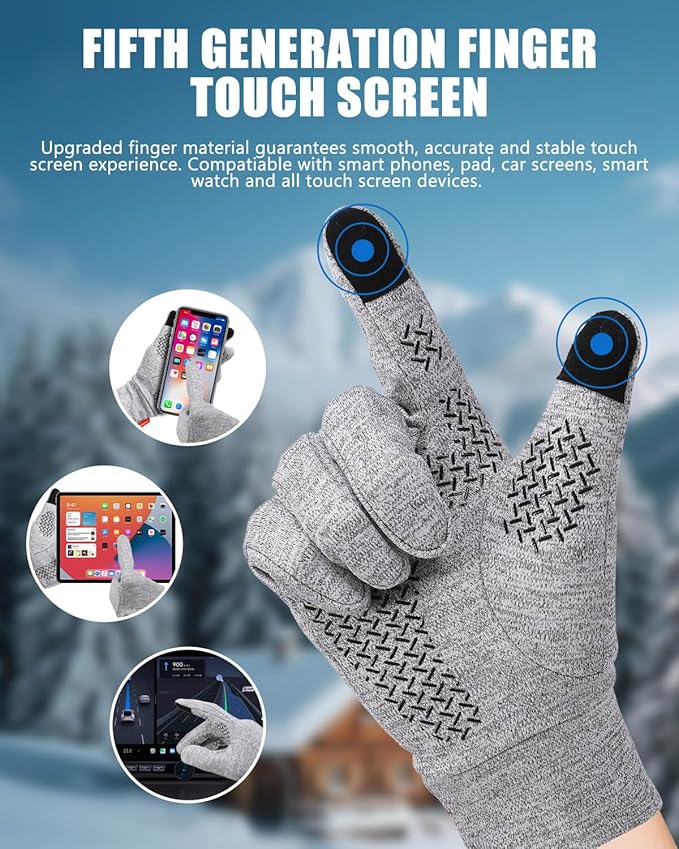 Aegend Lightweight Winter Gloves for Men Women, Warm Running Gloves Touchscreen Thermal Glove Liners for Cold Weather Driving, Cycling & Hiking, Non-Slip, Elastic Cuff, Stretchy, Durable