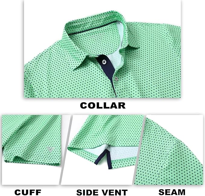 M MAELREG Mens Golf Shirt Short Sleeve Dry Fit Print Moisture Wicking Performance Patterns Collared Polo Shirt
