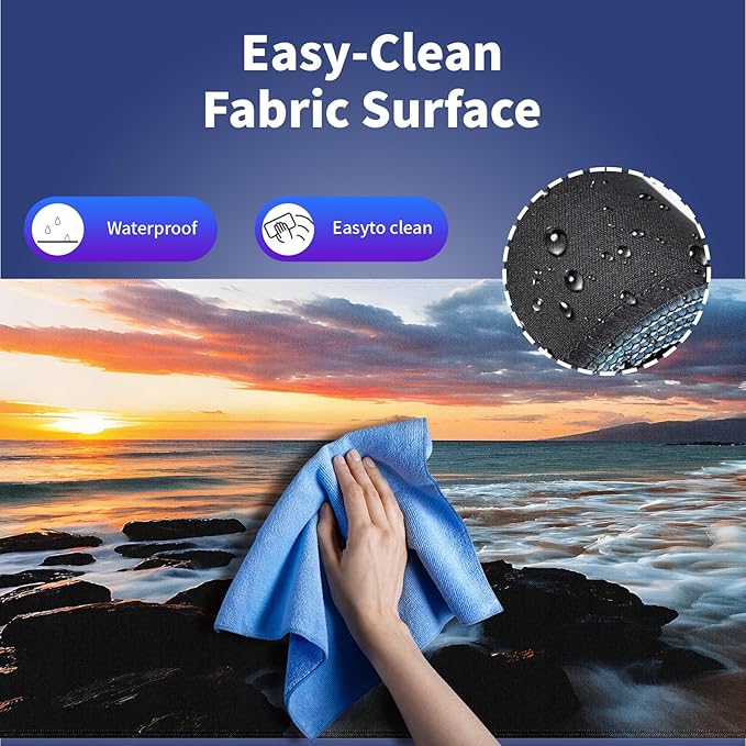 Wknoon. Extra Large Gaming & Office Mouse Pad (31.5" x 11.8") – Spectacular Scenery Sunset Maui Hawaii Beach Scenic with Rocks Gentle Sea Waves, Anti-Slip XXL Desk Mat with Durable Stitched Edges