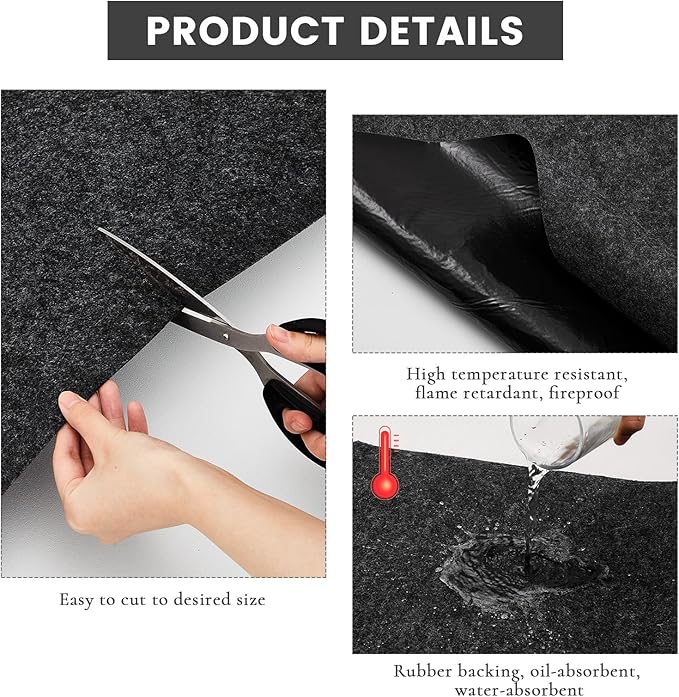 Tinideya 2 Pcs 32 x 60 Inch 3mm Thick Oil Spill Mat for Motorcycle Small Car Golf Cart, Reusable Garage Floor Mat Under Car, Rubber Backing Protect Floor from Oil Drips, Spills, Splashes and Stains