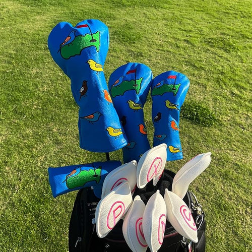 1 Pcs Montela Golf Club Covers,Colorful Birdie Tee 3 Wood Headcover Driver Headcover Fairway Wood Head Covers Hybrid Headcover Leather Golf Head Covers for Odyssey Scotty Cameron Taylormade