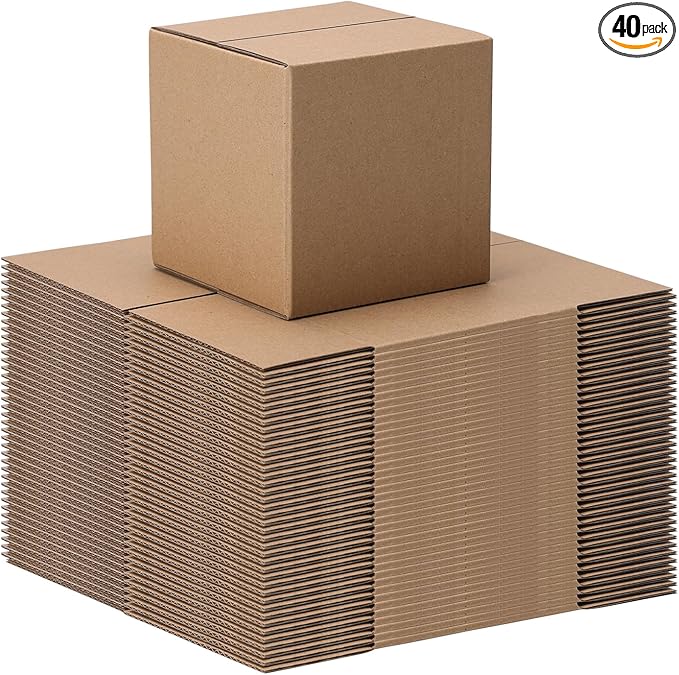 4x4x4 Shipping Boxes Set of 40, Brown Kraft Corrugated Cardboard Small Gift Boxes Mailers for Packaging(10.2x10.2x10.2 cm)