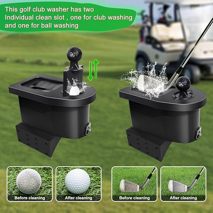 Golf Cart Ball Washer and Club Cleaner Kit for EZGO, Club Car, Yamaha, Advanced EV, Star EV, Universal & Detachable