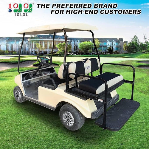 10L0L Golf Cart Front Rear Seat Cover Set for EZGO TXT RXV & Club Car DS 2000-up(Flat Backrest), Made w/ 3D Air Mesh Polyester Fabric Breathable Washable