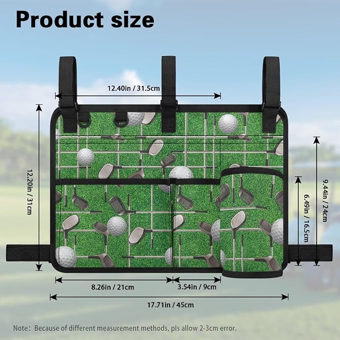 Golf Ball Golf Cart Rear Seat Organizer Universal No Drilling Storage Bag Lightweight Accessories