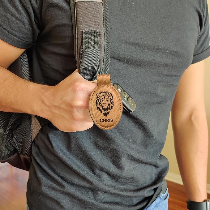 LaserGram Oval Keychain, Golf Ball, Personalized Engraving Included (Carbon Fiber Bronze)