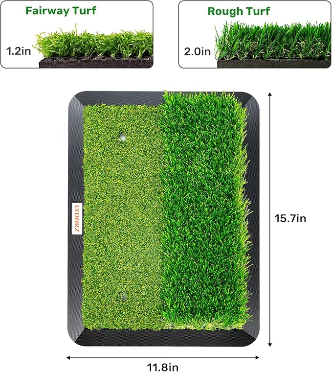 Golf Hitting Mats Training Equipment, Golf Practice Mat with Instant Swing Path Feedback, 3 Replaceable Golf Training Mats with No-Slip Heavy Duty Rubber Base