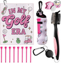 Liliful 12 Pcs Golf Accessories Kit, Include Golf Ball Bag with Hook Towel Tees Magnetic Ball Marker Divot Tool Cleaner Brush for Women Man Gifts