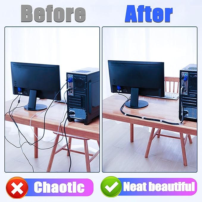 40+1 Hook and Loop Cable Ties, Sticky-Back Cord Organizer, Cable Clip, Self Adhesive Hook and Loop Cable Straps, Cable Management Under Desk, Adjustable Nylon Wire for Home, Office (Black)