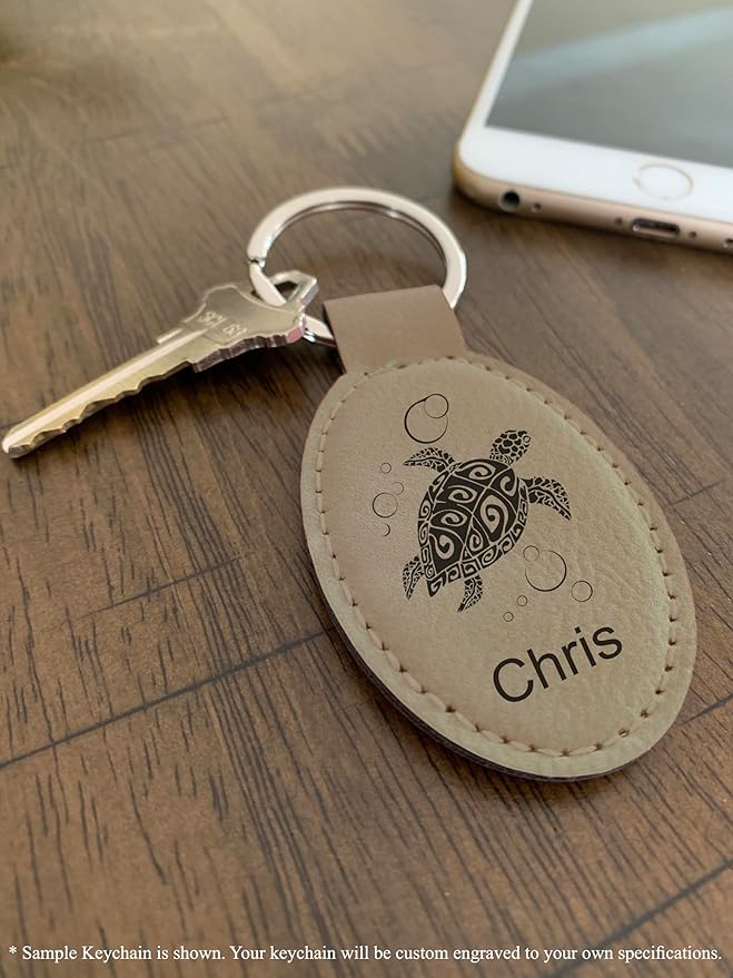 LaserGram Oval Keychain, Sunflowers, Personalized Engraving Included