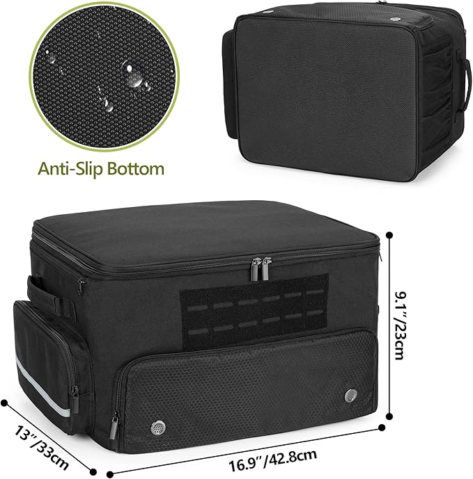Golf Trunk Organizer Storage with Separate Compartment for 2 Pair Shoes Up to US Mens 16, Golf Car Locker Organizer for Balls, Tees, Clothes, Gloves, Accessories, Black
