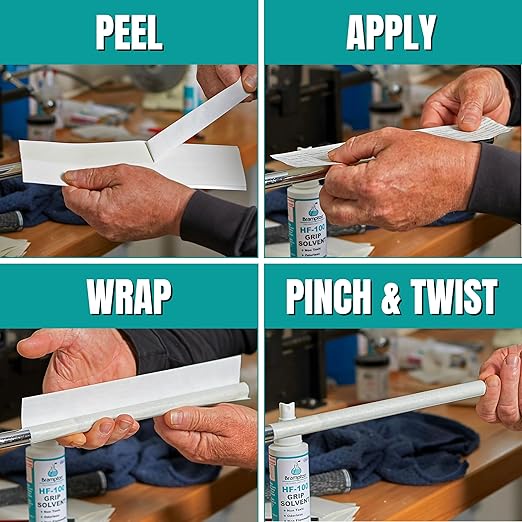 Brampton Complete Golf Grip Kit for Golf Club Regripping - 15 Premium 2"x10" Golf Grip Tape Strips, Rubber Vise Clamp, & 4 oz HF-100 Non-Irritating, Non-Flammable, Odorless Golf Club Grip Solvent