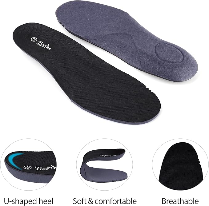 Insoles for Mens Replacement Insoles for Work Boot Running Shoes-Shock Absorption and Cushion for Feet Relief,Comfort Inner Soles for Everyday Use Black 46EU/US13