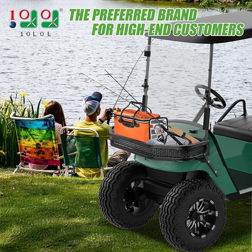 10L0L Golf Cart Front Clay Utility Cargo Basket for Gas & Electric, Heavy-Duty Steel Drop Mesh Storage Rack