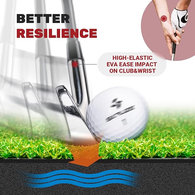 SAPLIZE Foldable Heavy-Duty Golf Hitting Mat with 10mm EVA Backing for Indoor/Outdoor Swing & Chipping, Golf Accessories & Gift for Men & Women