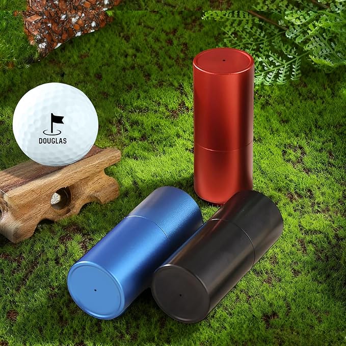 Golf Ball Stamp Personalized Marker - Premium Metal Custom Golf Ball Stamp - Quick-Dry Ink Monogram Identifier - Unique Golfing Accessories Gifts for Men Dad (Black + Black Ink + Iron Box)