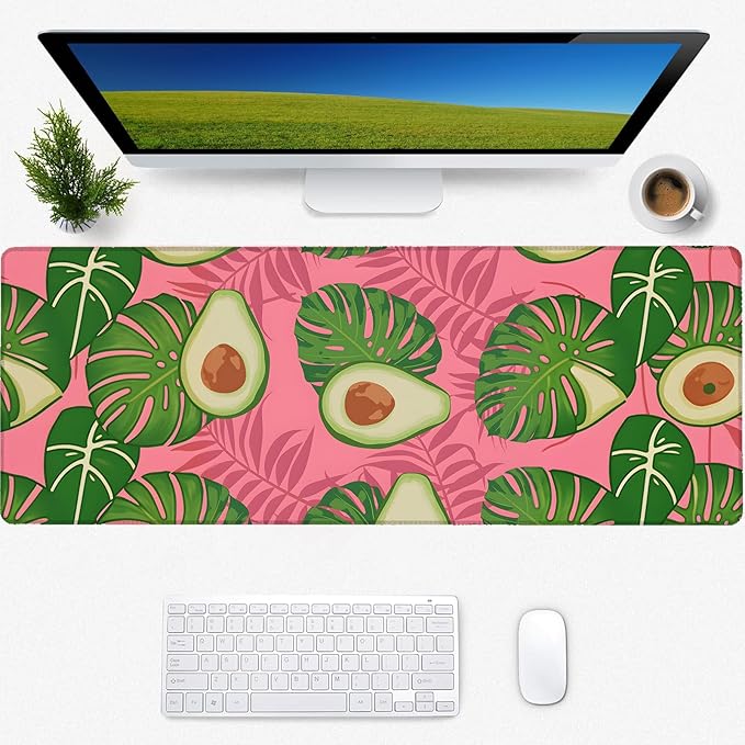 Avocado Gaming Mouse Pad, Desk Mat, Non-Slip Rubber Base Cool Aesthetic MousePads for Computer Laptop Keyboard Office School Home Desktop Accessories Decor 31.5" x 11.8"