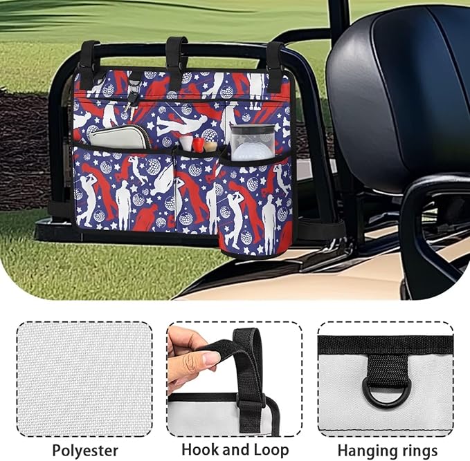 Fashion Golf Cart Rear Seat Organizer Lightweight Storage Bag Accessories for Club Car, Wheelchair and Walker