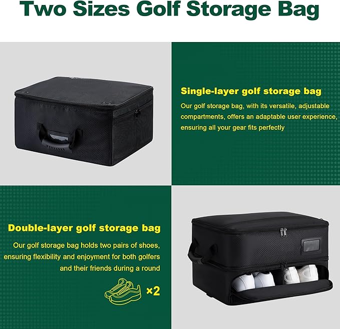 HIMAL HIMAL 2 Layer Golf Trunk Organizer, Golf Gifts for Men with Separate Ventilated Compartment, 2-Pair Capacity, Waterproof SUV Car Locker for Balls, Tees, Clothes, Gloves, Accessories, Golfer Gift