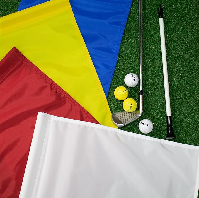 KINGTOP Golf Flag 20x14 Inch - Plain Red, 420D Nylon, Tube Inserted - Standard Putting Green Flags for Driving Range, Backyard Practice, Golf Courses, Country Club, 3-Pack