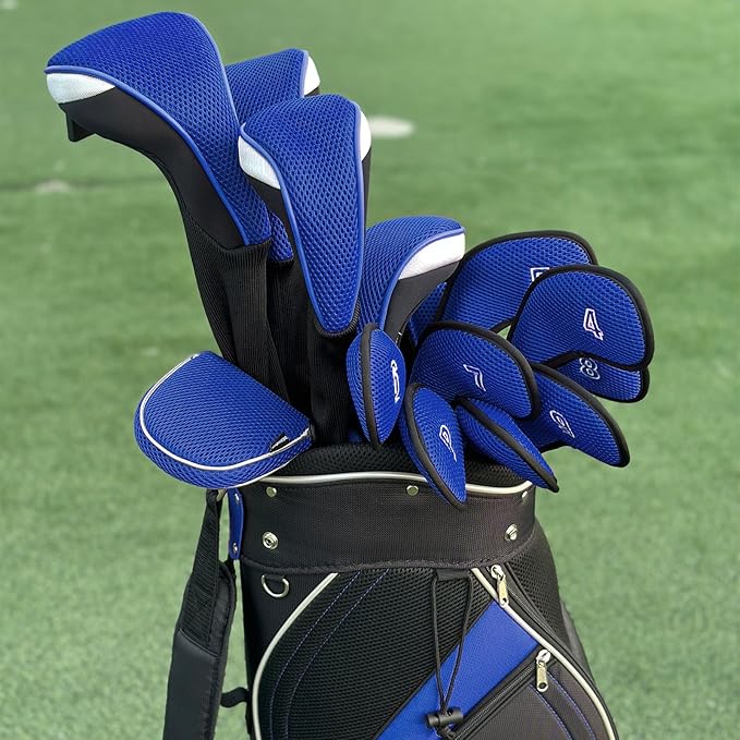 Andux 5pcs/Set Mesh Golf 460cc Driver Fairway Wood Club Head Covers Long Neck with No. Tags