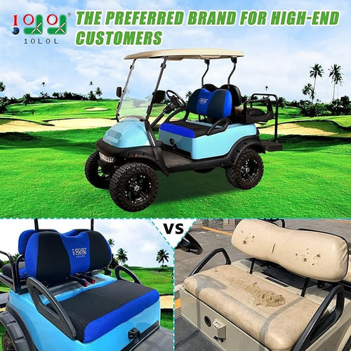 10L0L Golf Cart Seat Covers Universal for Yamaha G29 Drive2 Club Car DS Precedent Tempo Standard Front Seats, Breathable Mesh Bench Seat Cover, No Drilling Seat Cushion - All-Season Comfort
