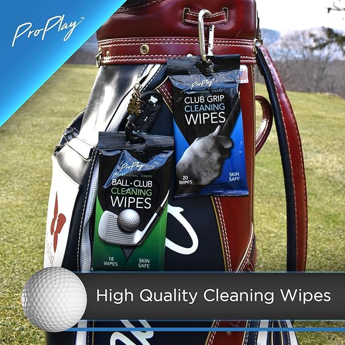 ProPlay Club Grip Cleaning Wipes | Powerful Cleaner Removes Grime, Dirt, and Sweat | Restore Tackiness of Golf Club Grips | Convenient, Resealable Pack - Unscented 24 Pack